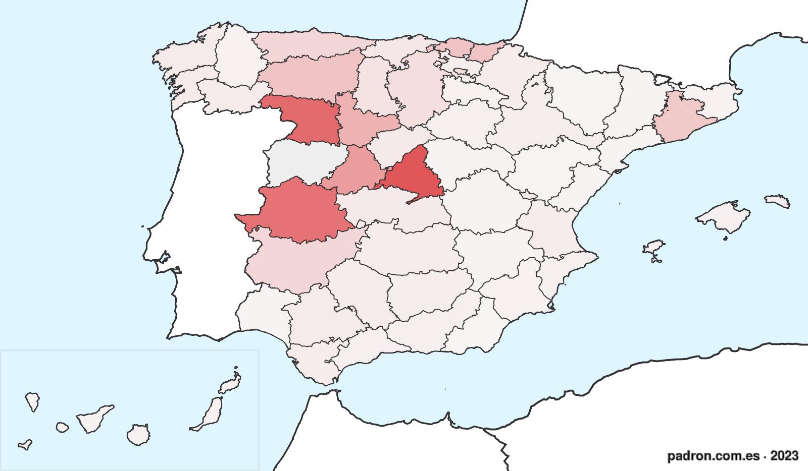 Población por provincia de origen en Salamanca