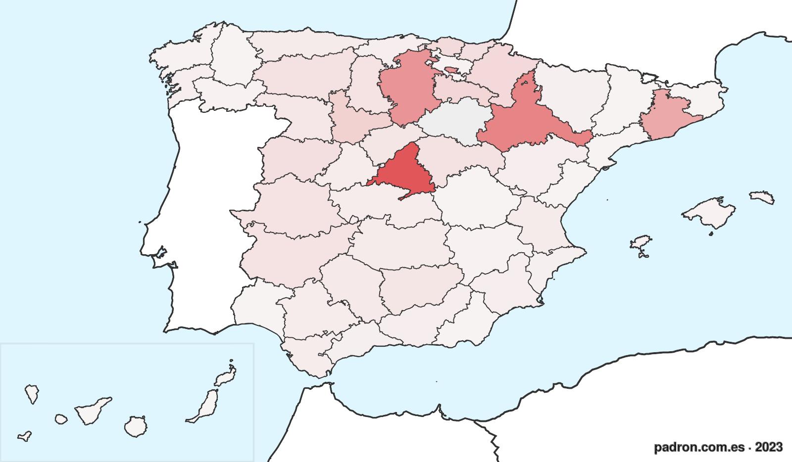 Población por provincia de origen en Soria