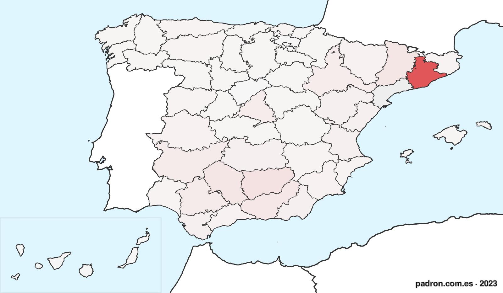 Población por provincia de origen en Tarragona