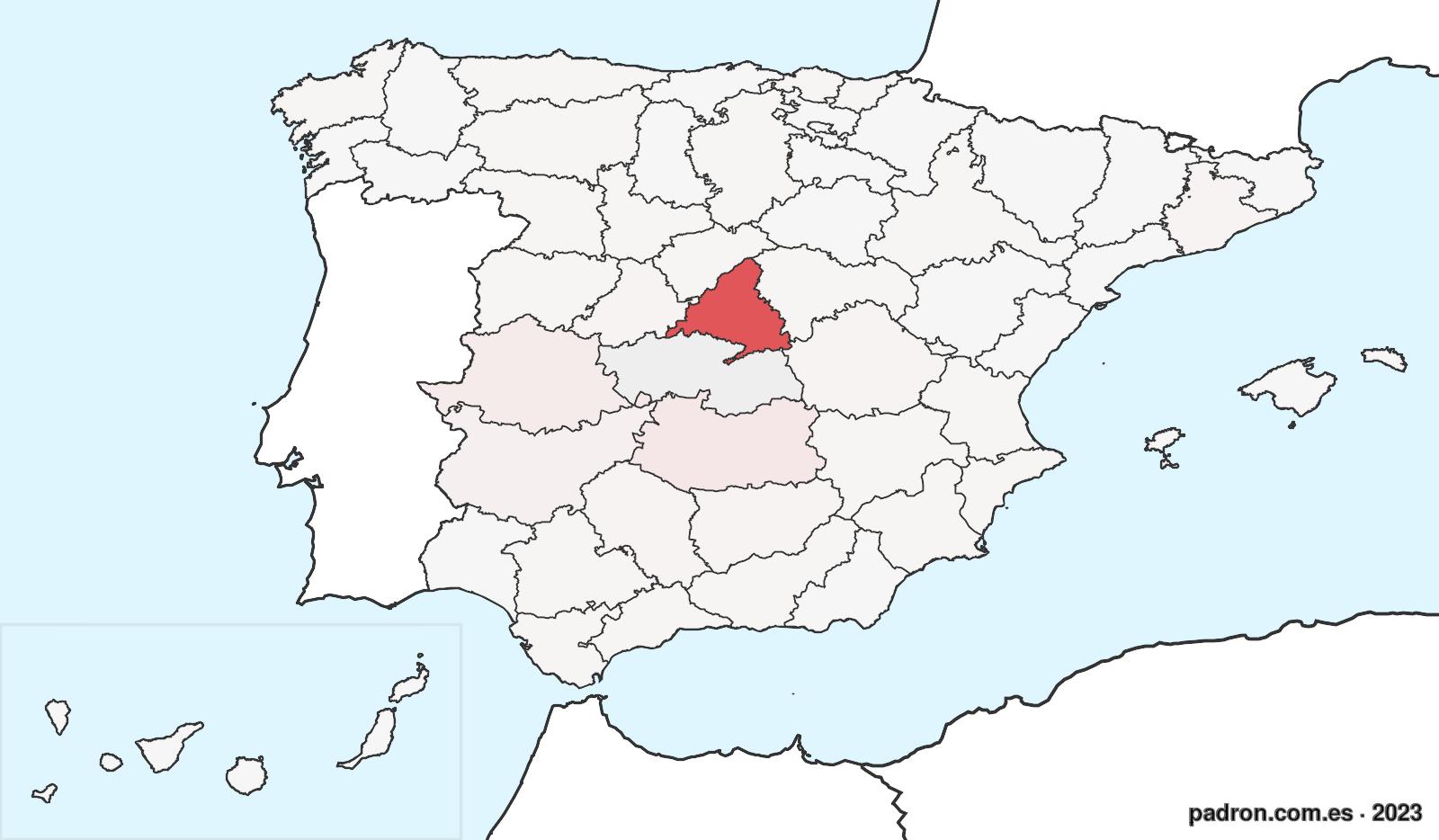 Población por provincia de origen en Toledo