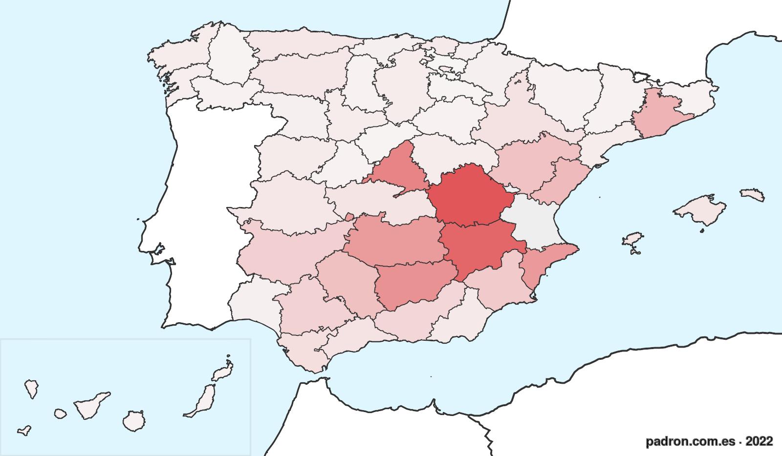 Población por provincia de origen en Valencia/València