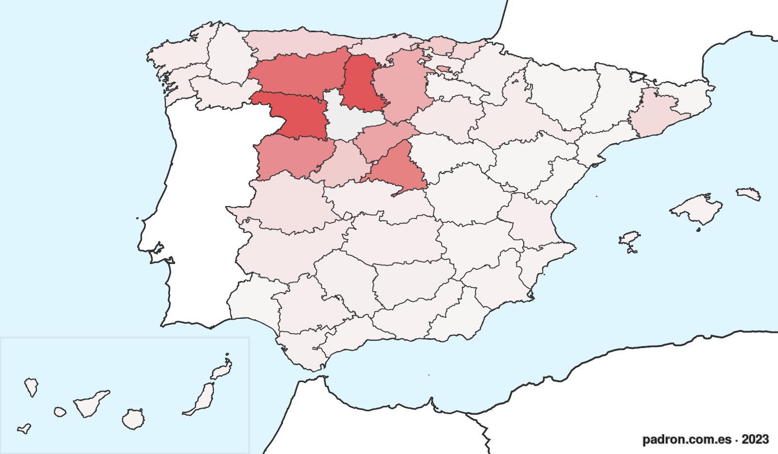 Población por provincia de origen en Valladolid