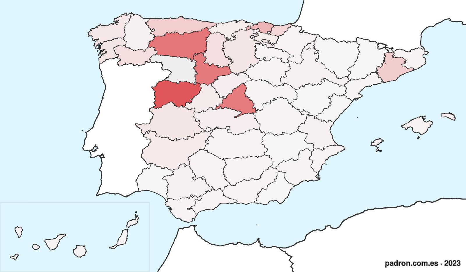 Población por provincia de origen en Zamora
